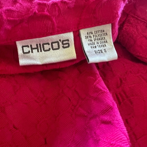 Chicos 0 Small Vibrant Pink Textured Blazer Jacket Artsy Bold Office Coastal - Picture 6 of 7